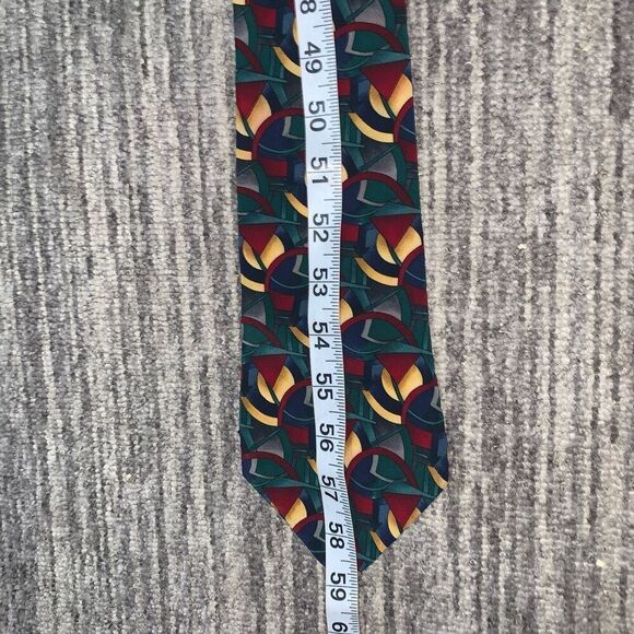 J Garcia Clockworks Geometric Print Mens Neck Tie Multicolor 100% Silk Made In U - Picture 5 of 8